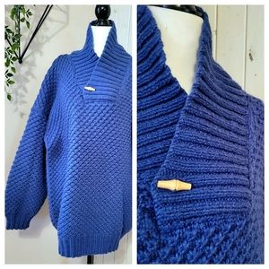 COZY HANDKNIT OVERSIZED SWEATER blue xl